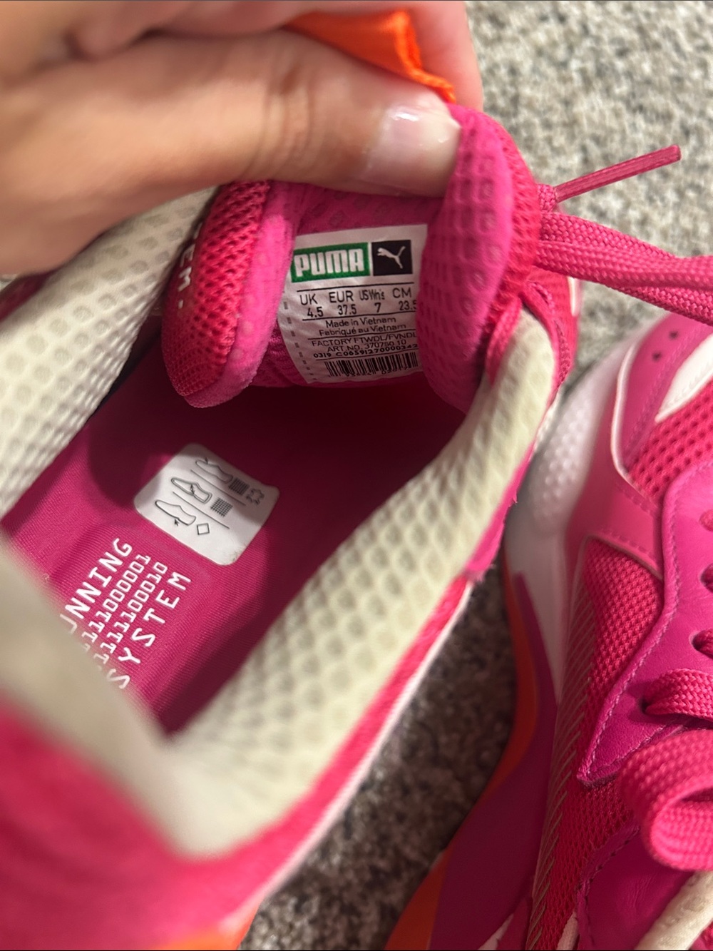 Puma Pink and Orange Chunky Runner Sneakers - Picture 6 of 8